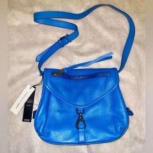 Aimee Kestenberg Blue Leather Crossbody Bag with Adjustable Strap